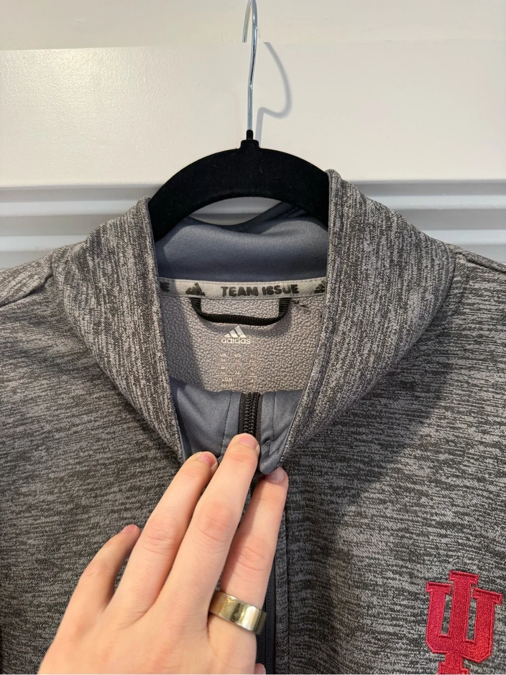 Adidas Men's Gray Quarter-Zip Sweater with Indiana University Logo
